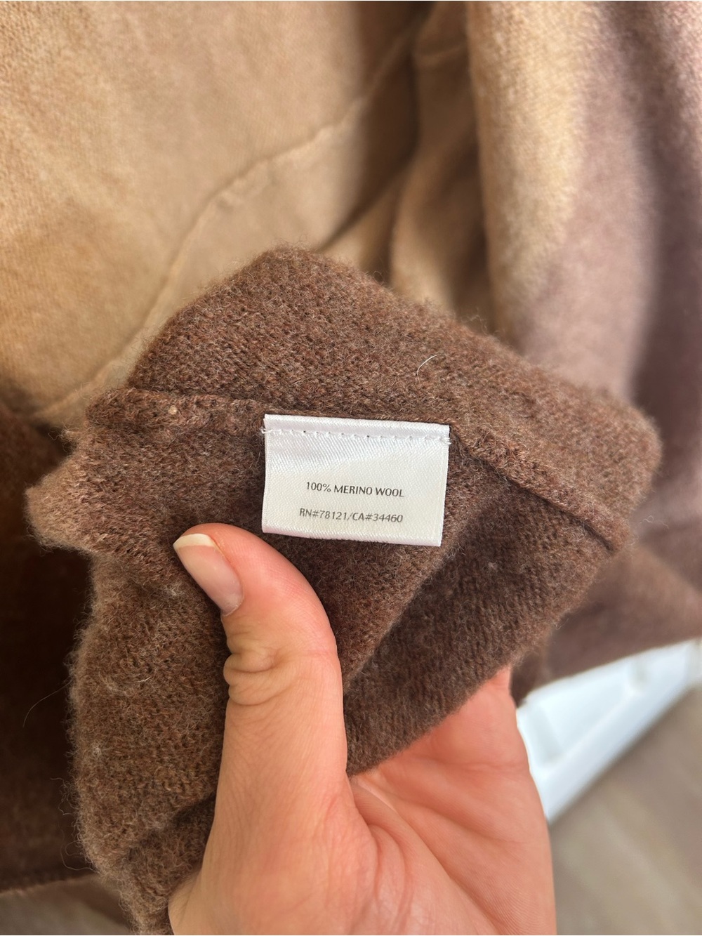 Eileen Fisher Two-Tone Brown & Tan Draped Cardigan | 100% Merino Wool | Size L - Picture 5 of 7